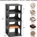 TRZZ 5-Tier Small Shoe Rack, Vertical Narrow Stackable Organizer with Removable Partition, Efficient Shoe Storage for Closet, Entryway, and Small Spaces (Black)