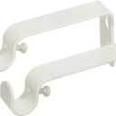 Ivilon Fixed Brackets for Curtain Rods - for 1/2 or 5/8 Inch Rods. Set of 2 - Ivory