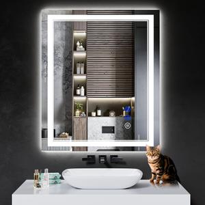 36"x30" LED Bathroom Mirror with Anti-Fog, Stepless Dimmable Lights, 3 Color Modes, Shatter-Proof Tempered Glass,Waterproof Design