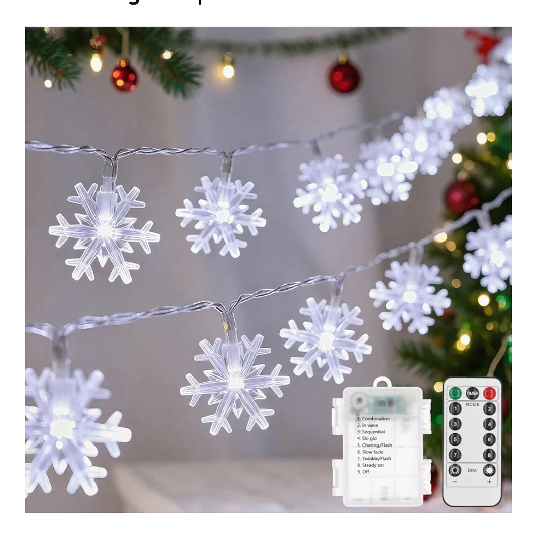Christmas Decorations Lights, 8 Modes Timer with Remote 33 Ft 100 LED Battery Operated Fairy Lights Waterproof for Bedroom Patio Room Garden Party Home Xmas Tree Decor Indoor Outdoor, White