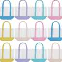 Eccliy 6 Pcs Mini Canvas Tote Bags 13" x 11" x 6" Small Tote Shopping Bag Bulk with Pocket Handle Blank Heavy Duty Reusable Canvas (13" X 11" X 6",Pastel Color)