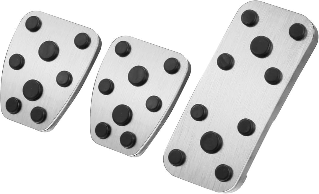 X AUTOHAUX Anti Slip Aluminum Alloy Car Foot Pedal Pads Accelerator Gas Brake Clutch Pedal Cover Kit for Subaru Impreza GE GH GR GV Forester SG SH SJ Silver Tone