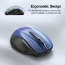 TECKNET Wireless Mouse (BT5.0/3.0 & 2.4G) Rechargeable 4800 DPI Silent USB A & Bluetooth Mouse 6 Buttons, Wide Compatibility - Blue