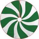 Christmas Tree Skirt, Green and White Candy Stripe Christmas Decorations Xmas Tree Skirts for Holiday Party, 48inches