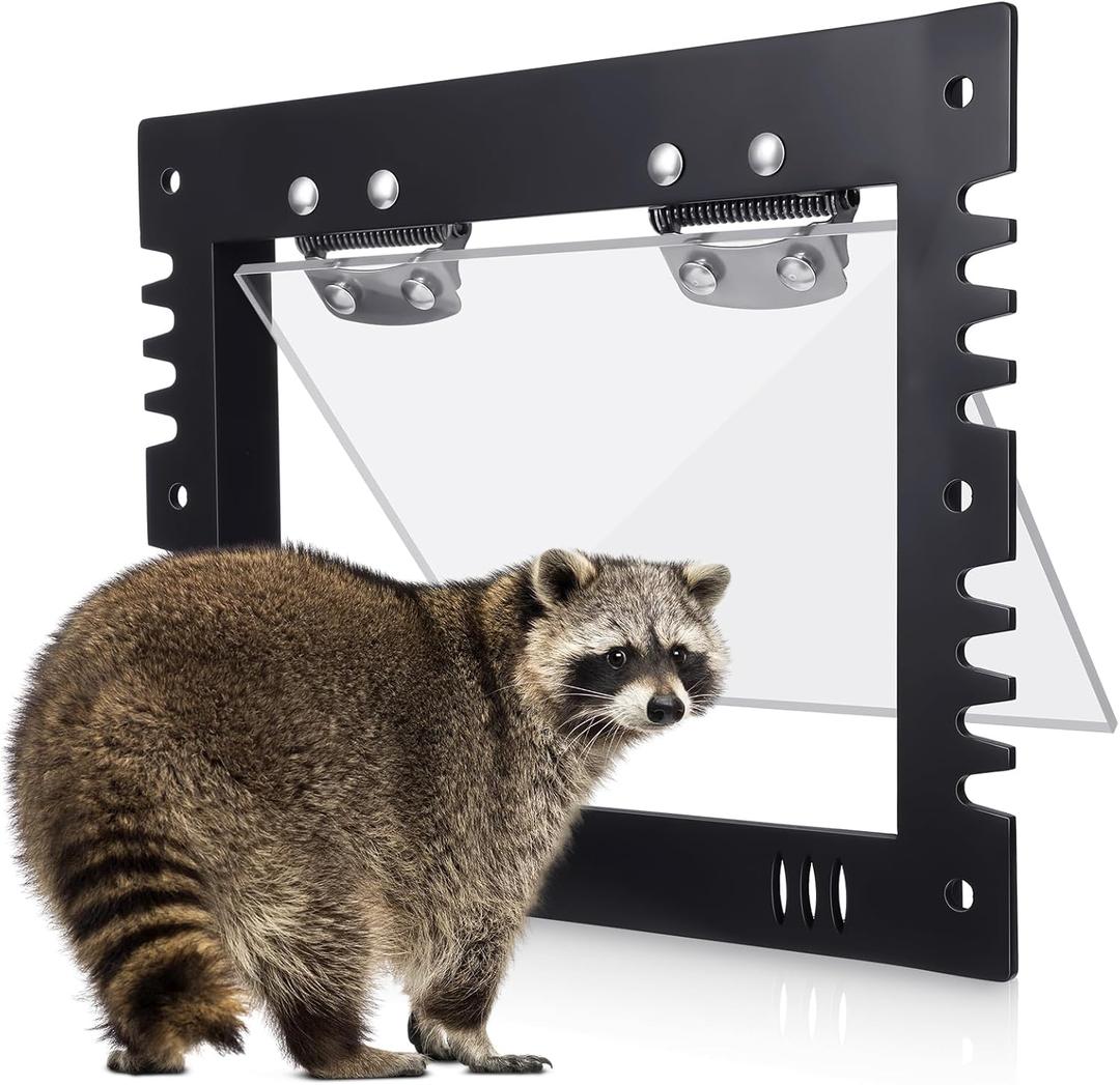 1 Pack Raccoon One Way Excluder Door Inimitable Outside Live Trap Raccoon Repellent Dog Proof Eviction Possum Trap for Attics Home Farms(10.6" X 8.3" X 0.8")