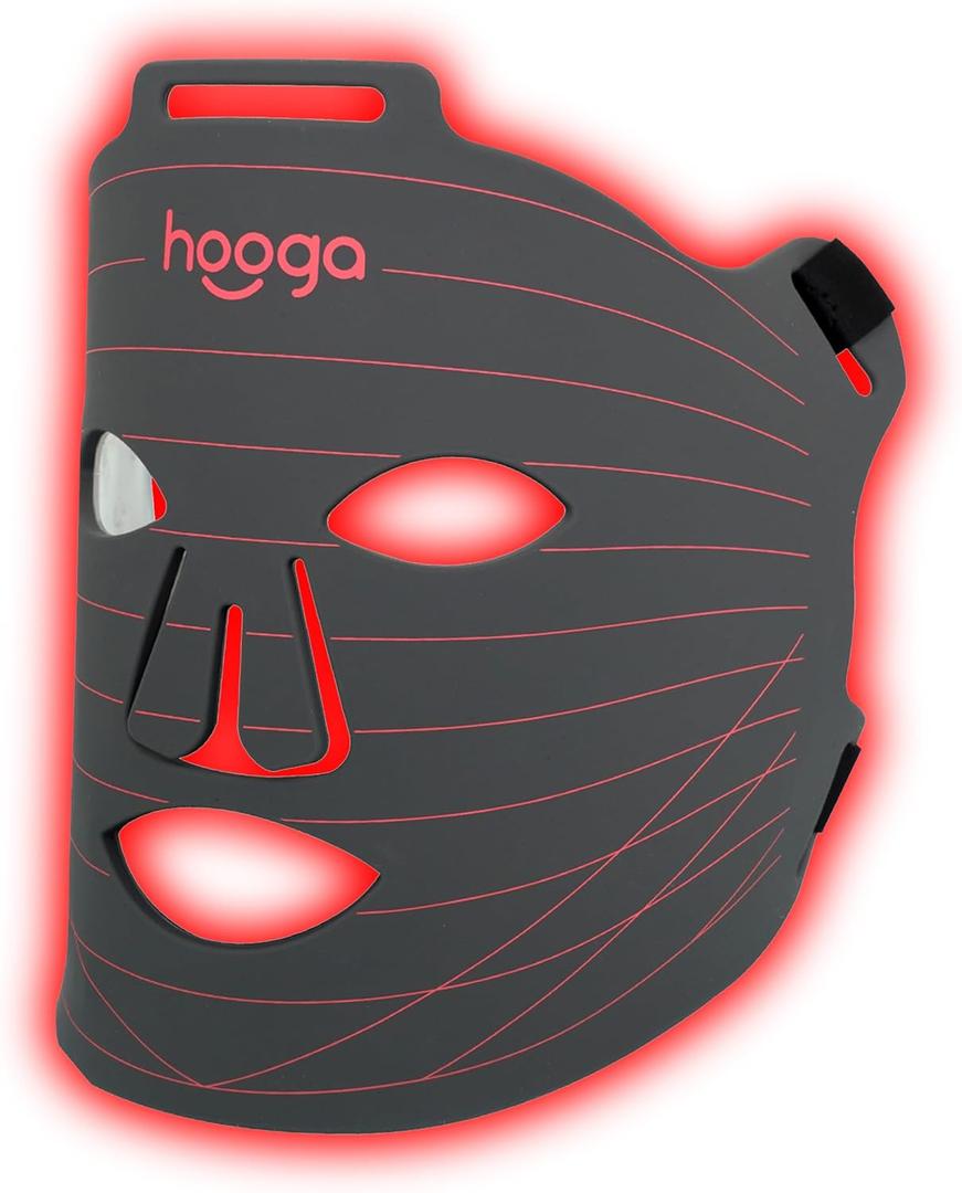 Hooga Red Light Therapy Mask  LED Face Mask, 630nm 660nm Red & 850nm Near Infrared Light Therapy, Tri Chip LEDs, Rechargeable, Adjustable Comfortable Face Mask
