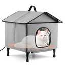 DmmyAlzx Heated Cat House for Outside, Heated Outdoor Cat House Weatherproof, Insulated Collapsible Home for Pets in Winter, Cat Shelter with Pet Heating Pad, Grey