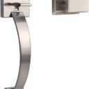 Probrico Square Satin Nickel Front Door Handle, Entry Door Handleset with Square Knob, Exterior/Interior Passage Door Handle with No Lock, 1Pack