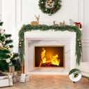 Christmas Garland of Artificial Norfolk Pine 2 Pcs 6 FT Christmas Decorations Indoor of Real Touch Garland with Bells Green Greenery Garland for Table Mantle Wall Stairs Home Outdoor Green