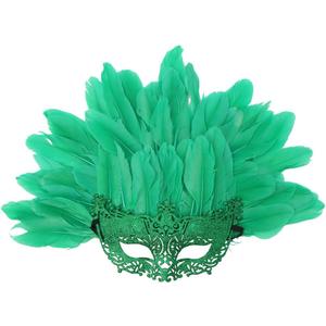 Gionforsy Carnival Headpieces Mask for Women Feather Headdress Mardi Gras Accessories 1920s Flapper Headband (One Size, Green)