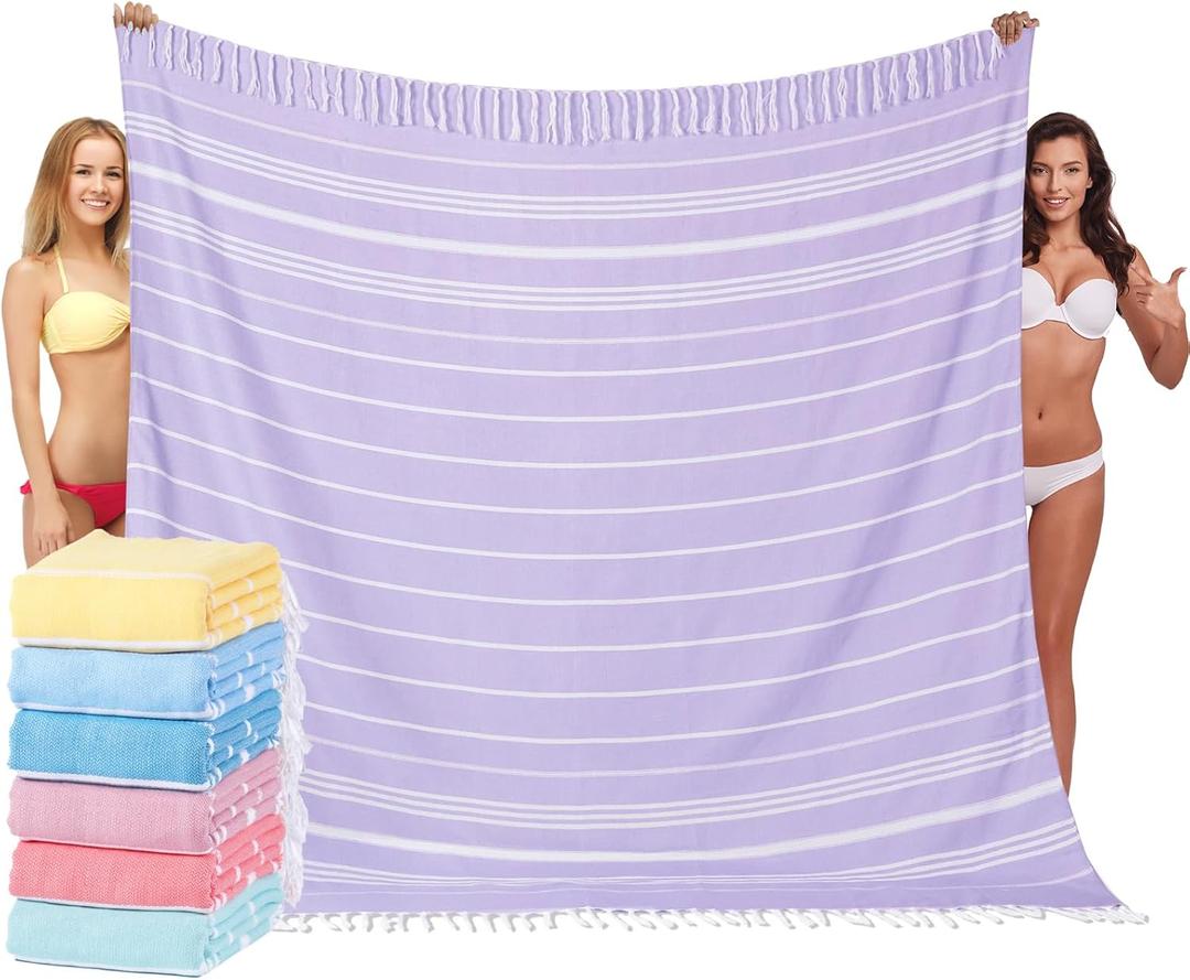 Giant Turkish Beach Towel Blanket 85x75 Cotton XXL Extra Large Oversided Bath Pool Blankets XL Huge Bed Sand Free Throw Towels Picnic Outdoor Big Quilt Necessities Cloud Gifts for Adult (XXL(8575 in,215190 cm), Purple)