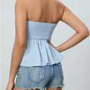 SOLY HUX Women's Frill Trim Tie Front Tube Top Sleeveless Strapless Ruffle Summer Tops (Blue, S)