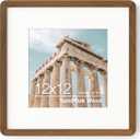 12 x 12 Picture Frame | Solid Oak Wood Square Picture Frame | 12x12 Picture Frame With Mat For 8x8 | Tempered Glass And Hanging Hardware Included | 12 By 12 Picture Frame Wood (Walnut, 1 Pack) (12''x12''-1P)