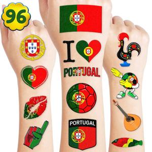 Portugal Temporary Tattoos Sticker UEFA Euro Portugal Flag for International Competitions 2024 European Championship Olympic Games Football World Cup Party Supplies Favors