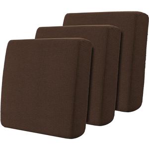 Hokway Stretch Couch Cushion Covers, 3 Piece Individual Sofa Cushion SlipcoversJacquard Sofa Seat Slipcover Set, Non-Slip Protector for Cushion (Chocolate,Small-3PC)