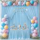 Blue Backdrop Curtains 2 Panels - Wrinkle-Free Light Blue Curtains Polyester Photography Drapes Photo Background for Baby Shower Birthday Party Decorations- 8 X10FT (Blue)