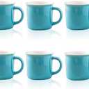 MECOWON 14 OZ Porcelain Coffee Mugs, Set of 6 Mugs for Coffee, Tea, Milk, Cocoa, Sky Blue