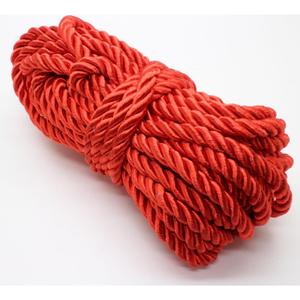 PAMIR TONG 5mm Red Twisted Satin Cord for Crafts 10 Yards Braided Decorative Cotton Cords Trims Polyester Twine Cord Thick Round Fabric Rope Thread for Sewing DIY Shiny Handfast Cord for Wedding