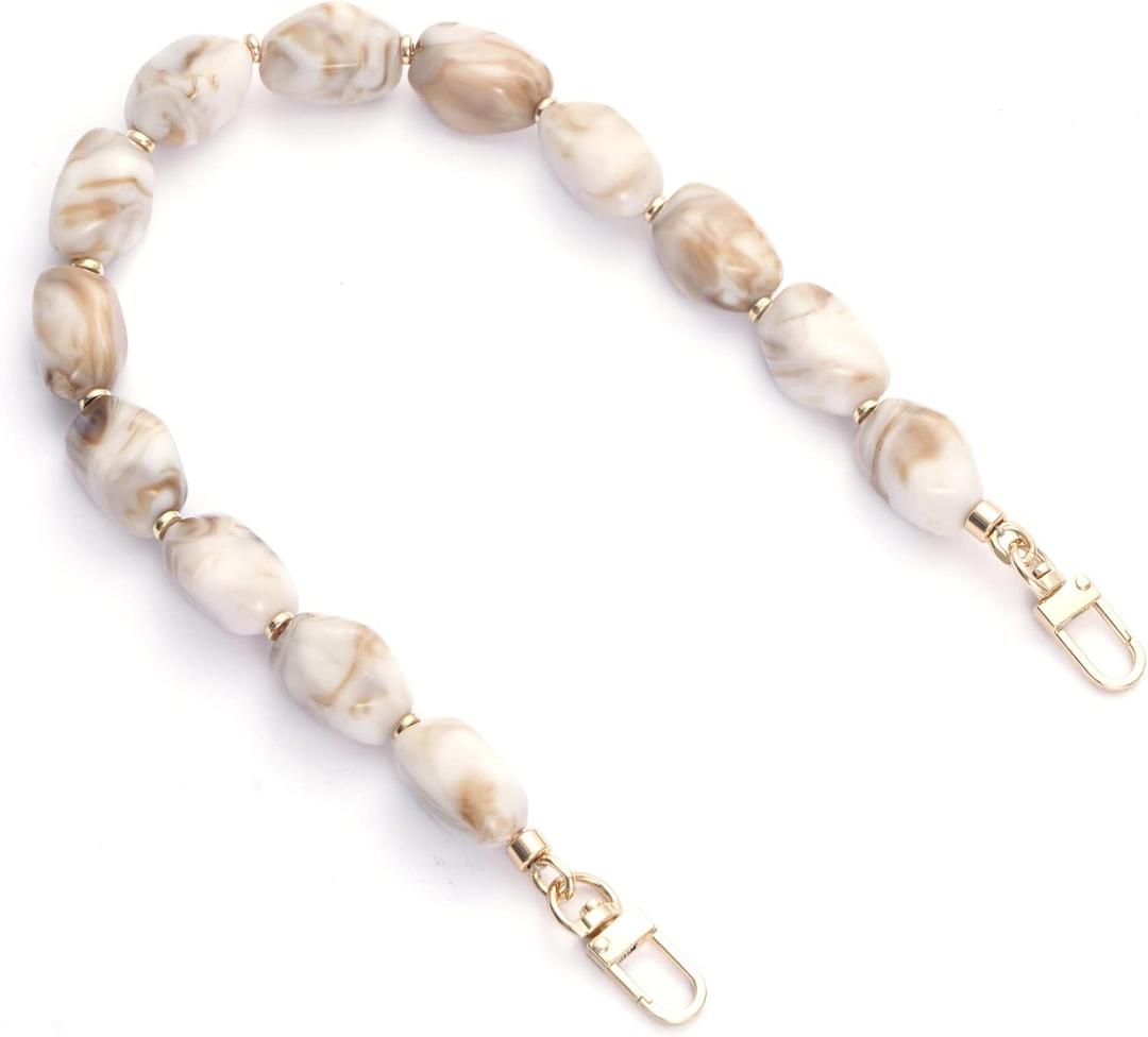AUMEY Resin Chain for Short Handle Handbag,Beaded bag handles,Wallet Handle Replacement,Strap extender, purse accessory (YXZ01-Seashell)