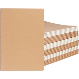 JAPCHET 30 Pack Blank Kraft Notebooks, B5 Blank Journal Notebook Unlined Thick Paper, Small Sketchbook Travel Journal for Home Office Supplies, 80 GSM, 68 Pages, 7.3 x 10 Inch