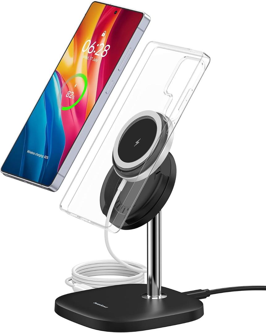 Magnetic Charger Stand for Samsung S26 Ultra/S26+/S26/S25/S24, Detachable Wireless Charging Station Compatible with MagSafe fo riPhone Air/17/16/15/14/13/12
