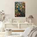 Morris William Peacock Canvas Wall Art Decor, Morris William Animal Painting Poster, Peacock Pictures for Wall Living Room Bedroom Home Decoration 12*18 in (Stretched Canvas on A Wooden Frame)