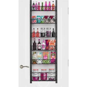 Over the Door Pantry Organizer: A 6-Tier Black Kitchen Must-Have Multi-Purpose Pantry Door Organizers and Storage, Adjustable Expandable Spice Rack & More!