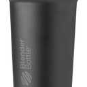 BlenderBottle Strada Sleek Shaker Cup Insulated Stainless Steel Water Bottle with Wire Whisk, 25-Ounce, Black