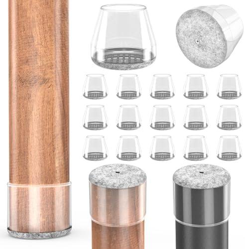 Chair Leg Floor Protectors, 24 Pcs Silicone Furniture Pads for Hardwood Floors, for Protect Chair feet & Wooden Floors, Free Moving Table Leg Covers (Fit: 1.2-1.6",Clear).