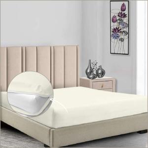 Microfiber King Zipper Fitted Sheet, 8 Inch Deep Pocket Mattress Cover for RV and Home, Soft Lightweight Wrinkle-Free, Solid Ivory