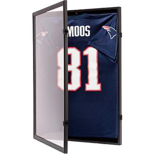 Jersey Frame Display Case Sports Jersey Display Frame with 98% UV Protection for Football, Baseball, Basketball, Hockey, Soccer, Uniform & T-Shirt Lockable & Durable (Blk/Blk)