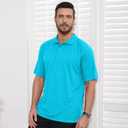TIHEEN Golf Shirts for Men,Short Sleeve Moisture Wicking Proformance Big & Tall Polo Shirts (Blue)
