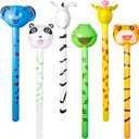 Novelty Place 6 Pcs Inflatable Animals Stick with Sound - Jungle Safari Animal Balloons Stick Blow Up Toys for Kids Animal Theme Birthday Party Favors and Decorations