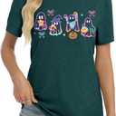 Halloween Spooky Season Cute Ghost T Shirt for Women Crewneck Fall Pumpkin Colorful Graphic Tee Tops (XL)