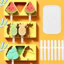 3 Pack Fruit Popsicle Mold Set 3 Pieces Popsicle Maker Ice Cream Molds DIY Frozen Ice Pop Molds Kitchen Accessories Easy Release Breastmilk Reusable BPA Free for Summer Homemade Cakesicles