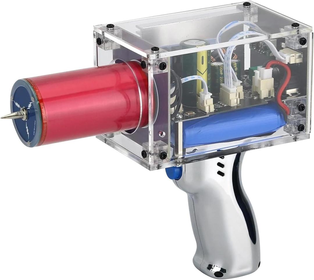 Tesla Coil Handheld Gun Artificial Lightning Wireless & Rechargeable Arc Plasma Portable Mini Spark Gap Arc Generator Experiment Science Toy Model