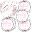 40pcs Pink Floral Baby Girl Shower Decorations Girls Gender Reveal Supplies Spring Rose Pink Girl Small Baby Shower Plates and Napkins for Babies Girls,Suitable for 20 Guests. (X14)