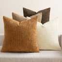 MIULEE Pack of 4 Brown Couch Throw Pillow Covers 18x18 Inch Soft Decorative Chenille Pillows Farmhouse Accent Cushions for Boho Home Decor Spring Sofa Bedroom Living Room