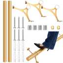 Zonon 6 ft Bar Foot Rail Kit Gold Undercounter Mount Hardware and Tubing Complete Kit Foot Railing for Bar Dome End Cap Stainless Steel Brass Finish for Kitchen Island Indoor Outdoor