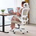 TRALT Office Chair Ergonomic Desk Chair, 330 LBS Home Mesh Office Desk Chairs with Wheels, Comfortable Gaming Chairs (Beige)