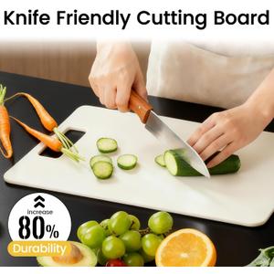 Cutting Boards for Kitchen [Set of 1], Wood Fiber Composite Cutting Board, Dishwasher Safe, Non Slip Non Toxic Chopping Board for Meat Vegetables Fruit Cheese - White