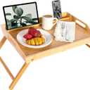 ROSSIE HOME Bamboo Bed Tray with Phone Holder, Extra Large Lap Desk for Laptops up to 17.3 Inches  Natural  Style No. 78107