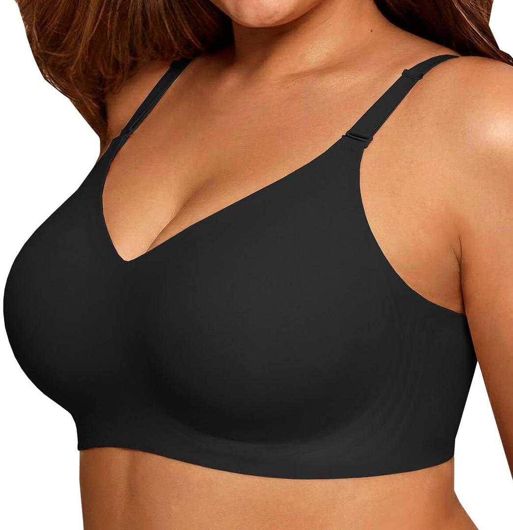 COCOMARTS Jelly Bras for Women No Underwire Push Up Seamless Supportive Plunge Bra Full Coverage Comfortable Bralettes (Medium, Black)