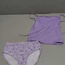 Girls Tankini Swimsuits Two Piece Bathing Suit Drawstring Swimwear Set for Girls, Size 7-8 Years (Purple)