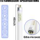 Konideke F54T5/841/HO 54W T5 HO Fluorescent Tube Light, 46 Inches T5 54 Watt Fluorecent Bulb, F54T5/841/CW, 4100K Cool White, 80 CRI, G5 Base 4300 Lumens 25 Pack