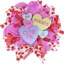 Valentine's Day Wreath, Valentines Wreaths for Front Door Conversation Candy Heart Decor with Be Mine Love Wooden Sign Fishnet Yarn Ribbon Bow, Valentines Day Door Decor for Home Outdoor Outside