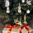 12pcs Musical Instruments Ornaments Christmas Decoration - Gold Tiny Instruments Set - Xmas Tree Hanging Decorations Christmas Crafts DIY Dollhouse Accessories Holiday Decor