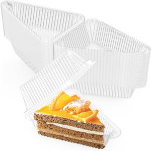 Goiio 100 Pieces Cake Slice Plastic Containers, 4.33 Inches Hinged Lid Cheese cake Container, for Home, Bakery and Cafe