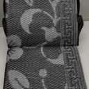 OLANLY Waterproof Outdoor Rug 6x9 ft, Outdoor Plastic Straw Rug with Flower Pattern, Reversible RV Mat for Patio, Camping, Balcony, Deck, Backyard, Black & Grey