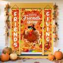AIBIIN 3PCS Thanksgiving Door Banner Friends Giving Door Cover Party Decorations Banner Happy Friendsgiving Thanksgiving Party Decorations Backdrop Turkey Day Fall Leaves Outdoor Indoor